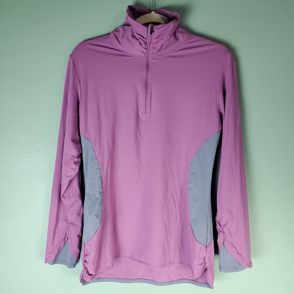 Title Nine Womens Purple Gray Paradigm Mock Neck Quarter Zip Pullover Size Large